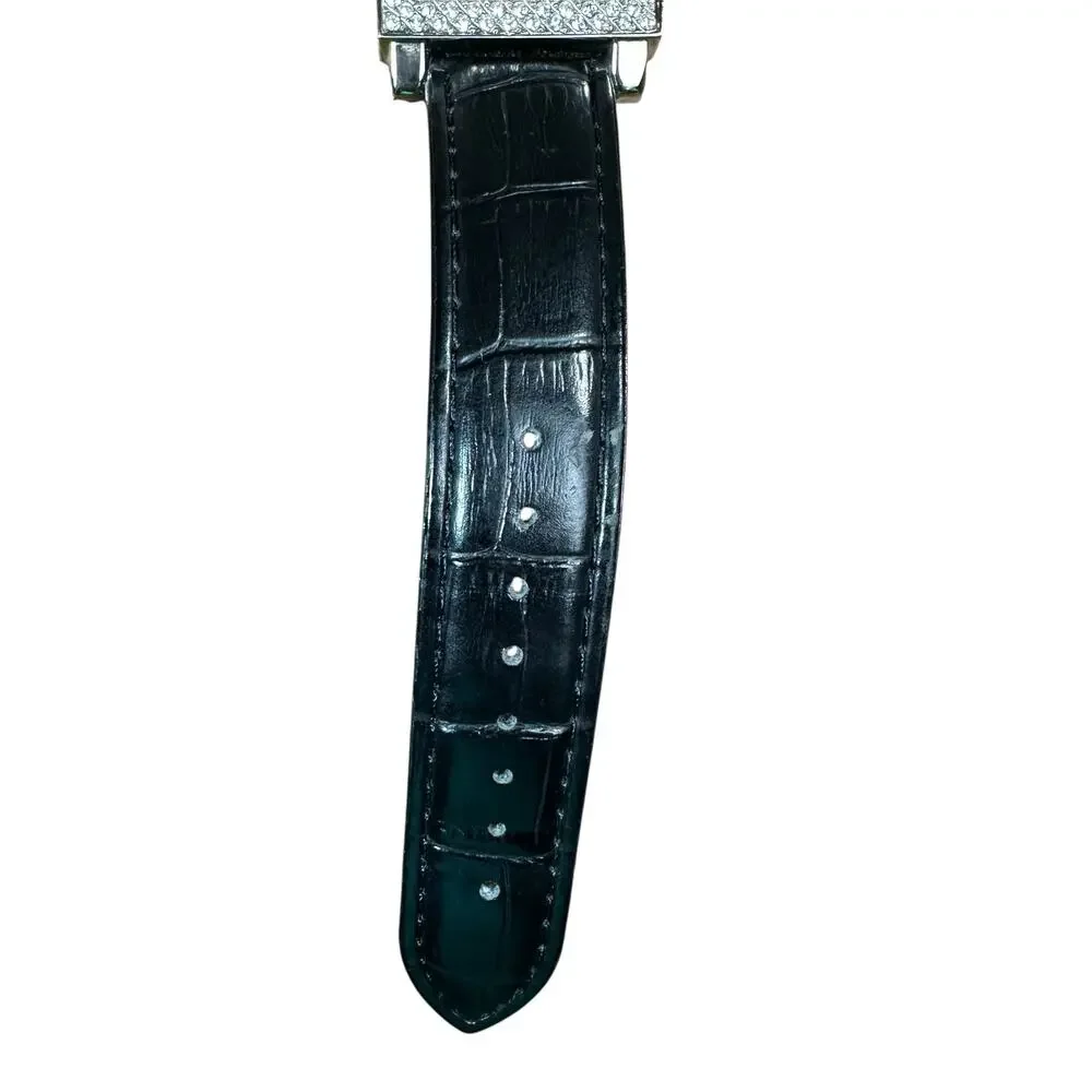 Vintage Disney Mickey Mouse Watch Reptile Print Band Swarovski Type Crystals
